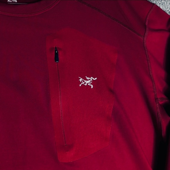 ARCTERYX MENS XL RHO LT CREW NECK BASELAYER RED. MOISTURE WICKING NEVER WORN - Picture 15 of 15